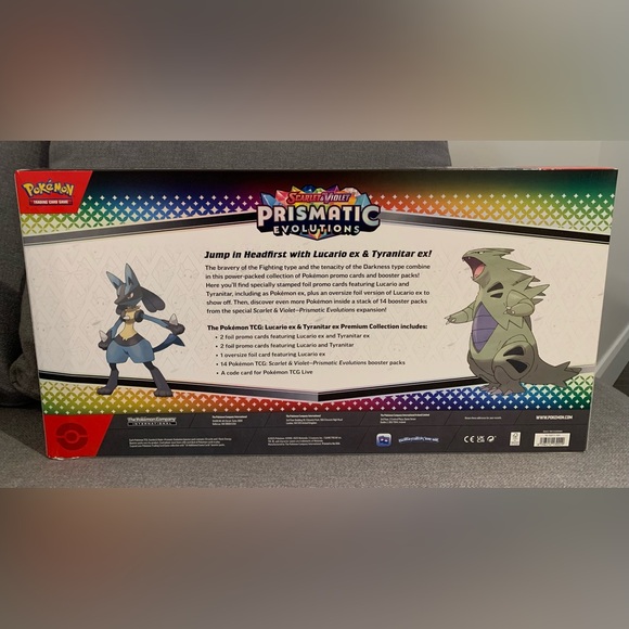 Pokémon TCG Prismatic Evolutions Lucario EX and Tyranitar Premium Collection NEW - Picture 4 of 7